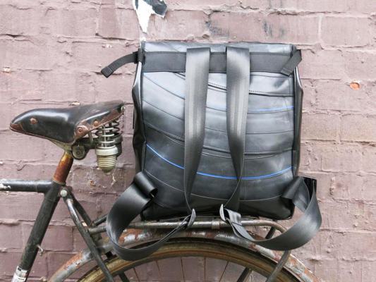 Backpack made of tractor hose & tarpaulin